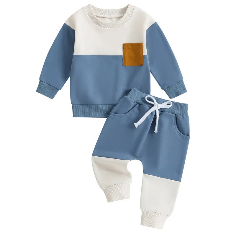 RUEWEY Baby Boy Contrast Color Pant Sets Spring Autumn Clothes Long Sleeve Sweatshirt Tops and Bottom Sets Baby Items Clothing - Shopfly.co.uk