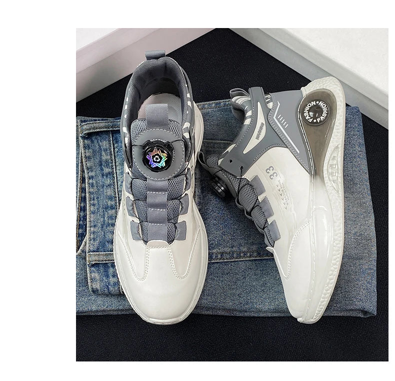 Mens Sneakers with Rotating Buckle Comfy Non Slip Lace up Durable Shoes for Mens Outdoor Activities - Shopfly.co.uk