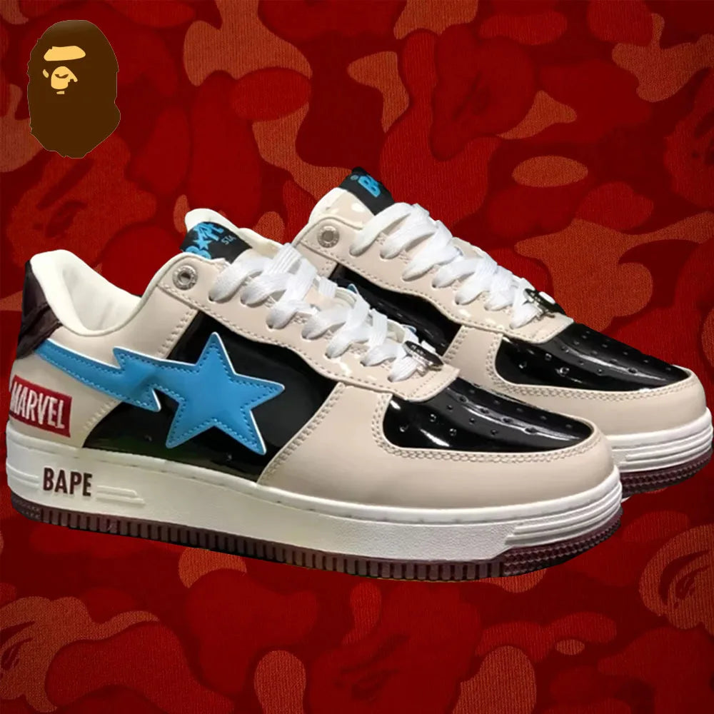 A BATHING APE Bape Sta X Marvel Hero Collection Co Branded Niche Street Vibe Fashion Casual Board Shoes Trend Shoes - Shopfly.co.uk