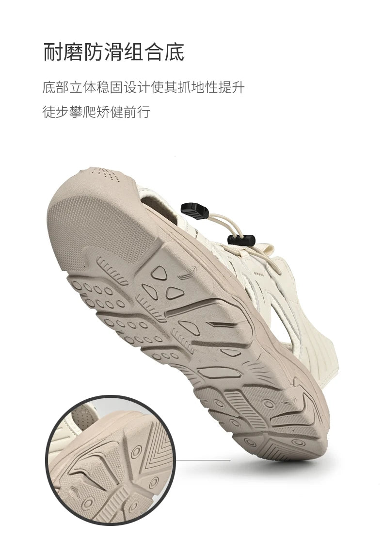 Jumpmore Fashion Men's Leather Sandals Summer Outdoor Hiking Shoes Size 38-45 - Shopfly.co.uk