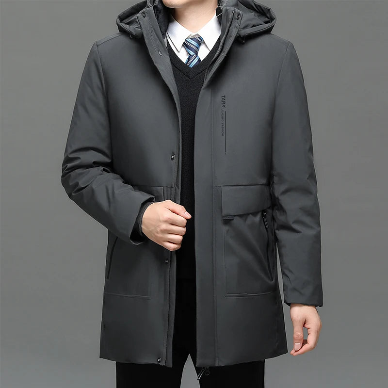 Business Men Thick Winter Big Hood Collar Warm Parka Waterproof Windproof NEW -40 Degrees Top Quality White Duck Down Jacket Men - Shopfly.co.uk