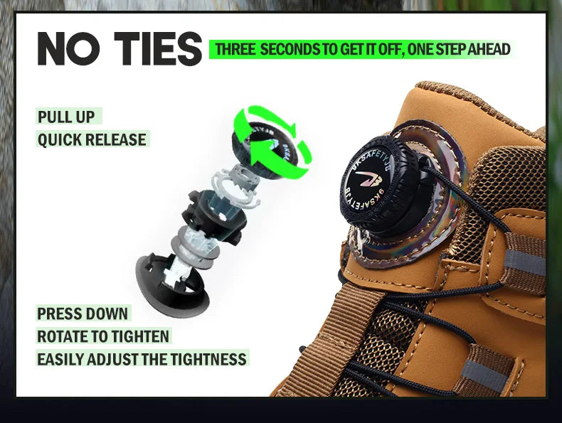 Waterproof Safety Boots Men Indestructible Steel Toe Work Boots Anti-smash Stab-resistant Safety Shoes Biker Botas Para Hombre - Shopfly.co.uk