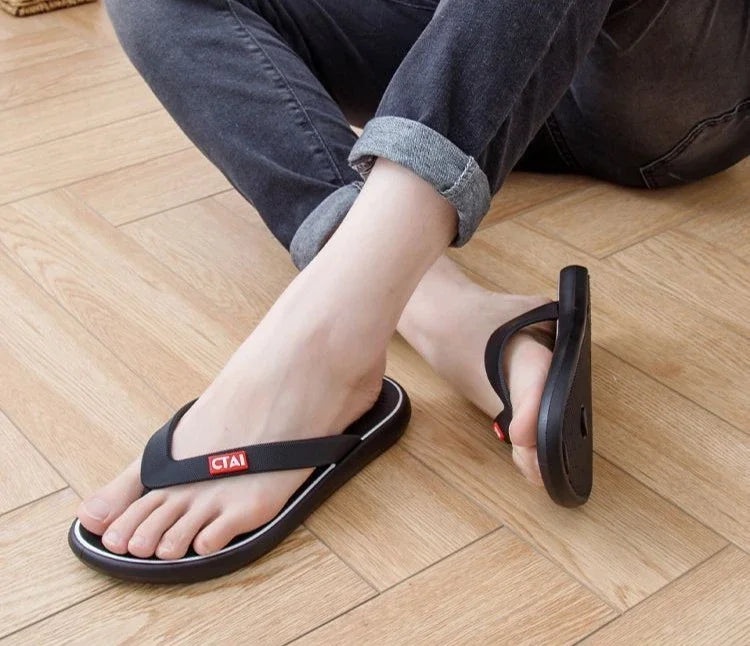 Red Flat Sandals Man Shiatsu Cheap Liquidation Summer Sale Slippers for Men Designer Luxury 2025 Fashion Mascullino Trend Shoes - Shopfly.co.uk