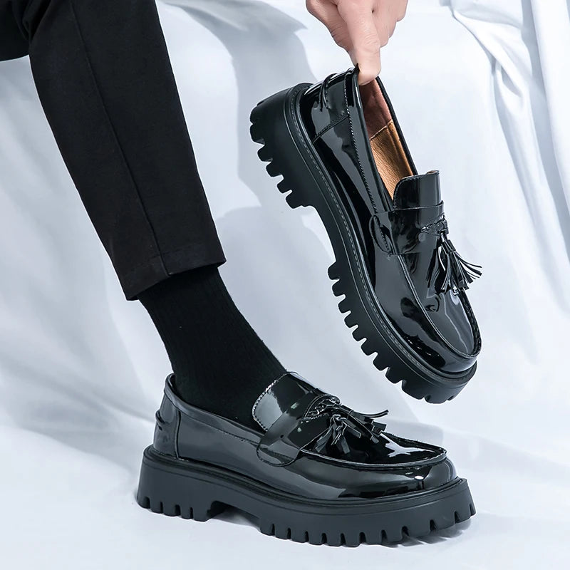 Casual Shoes Mens Comfortable Driving Loafers Light Moccasins Men Fashion Sequins Bling Party Wedding Black Dress Flats Tassel - Shopfly.co.uk