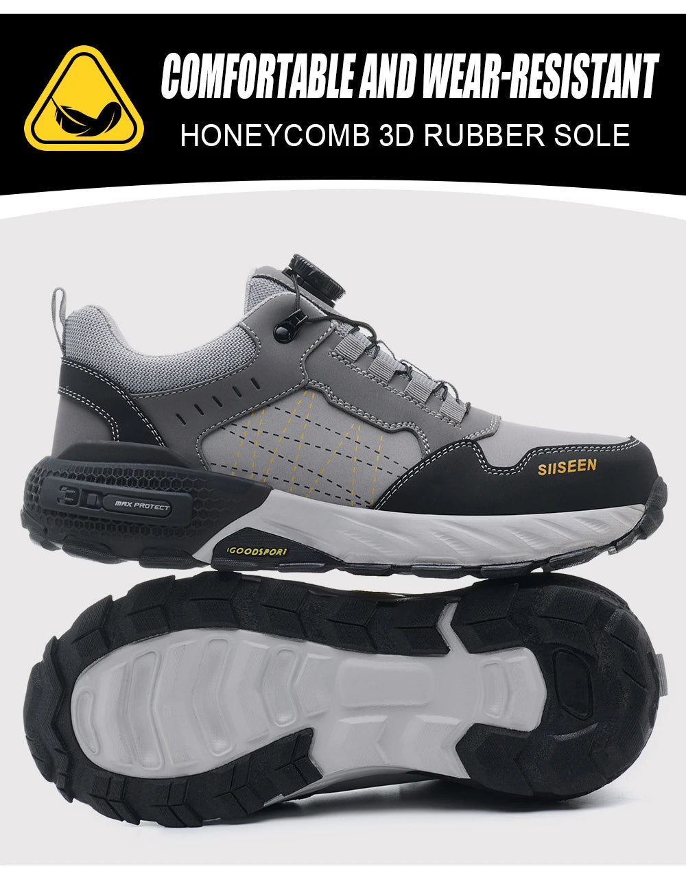 high-quality Work Safety Shoes for men Rotating button Work Sneakers Anti-smash Anti puncture Indestructible shoes Work Boots - Shopfly.co.uk