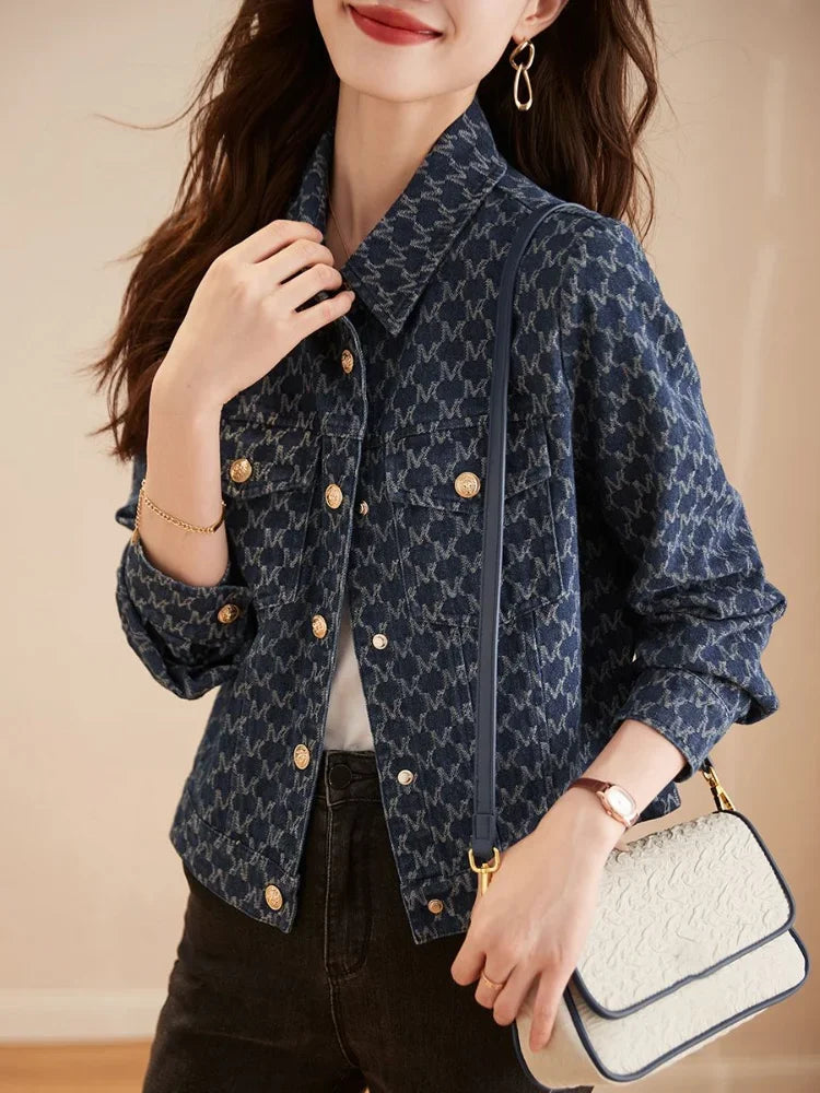 Jean Jackets for Women 2024 Coats Spring Autumn Elegant Winter Denim Jacket Trend Crop Woman Coat Demi-season Designer Blue Hit