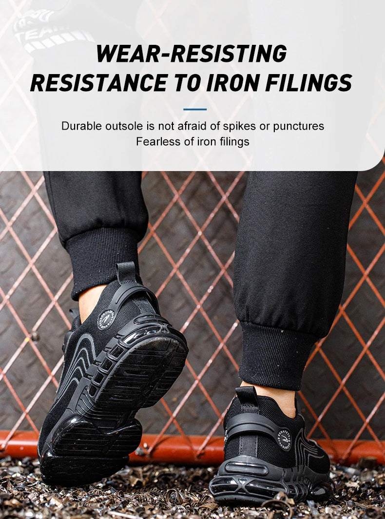 Rotating Button Safety Shoes Men Work Sneakers Indestructible Shoes Puncture-Proof Protective Shoes Work Boots Steel Toe Shoes - Shopfly.co.uk