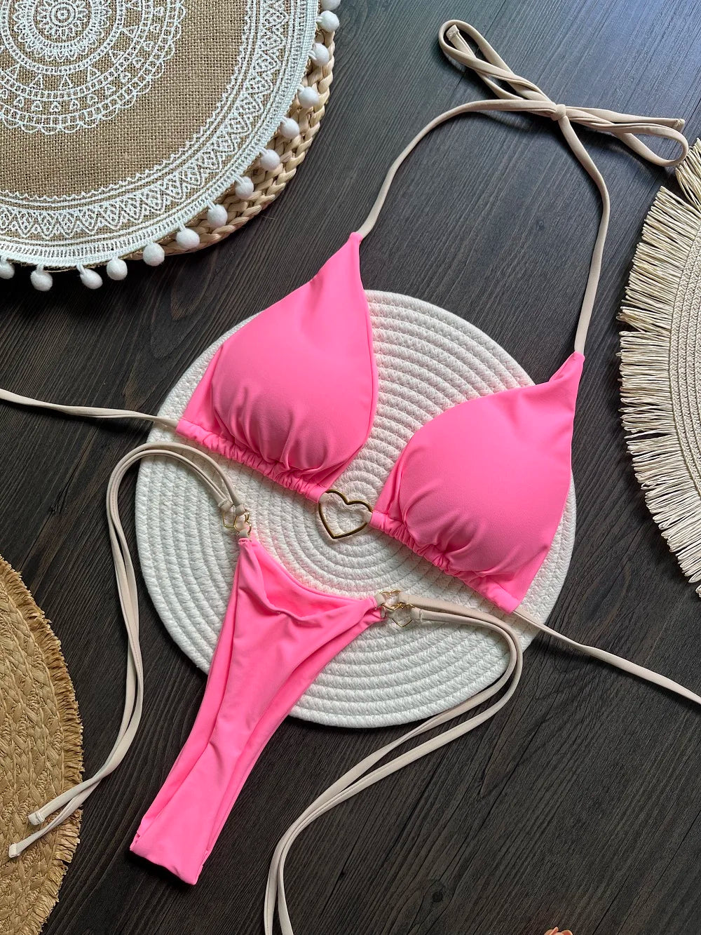 RUOTONSEPT Sexy Halter Solid color Bikini Set Women's Swimsuit Two-piece Triangle Thong Swimwear Bathing Suit Brazilian Biquinis - Shopfly.co.uk