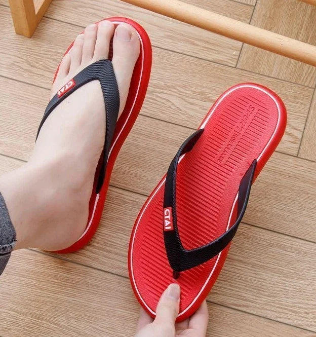 Red Flat Sandals Man Shiatsu Cheap Liquidation Summer Sale Slippers for Men Designer Luxury 2025 Fashion Mascullino Trend Shoes - Shopfly.co.uk