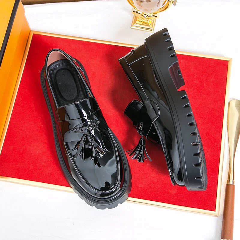 Casual Shoes Mens Comfortable Driving Loafers Light Moccasins Men Fashion Sequins Bling Party Wedding Black Dress Flats Tassel - Shopfly.co.uk