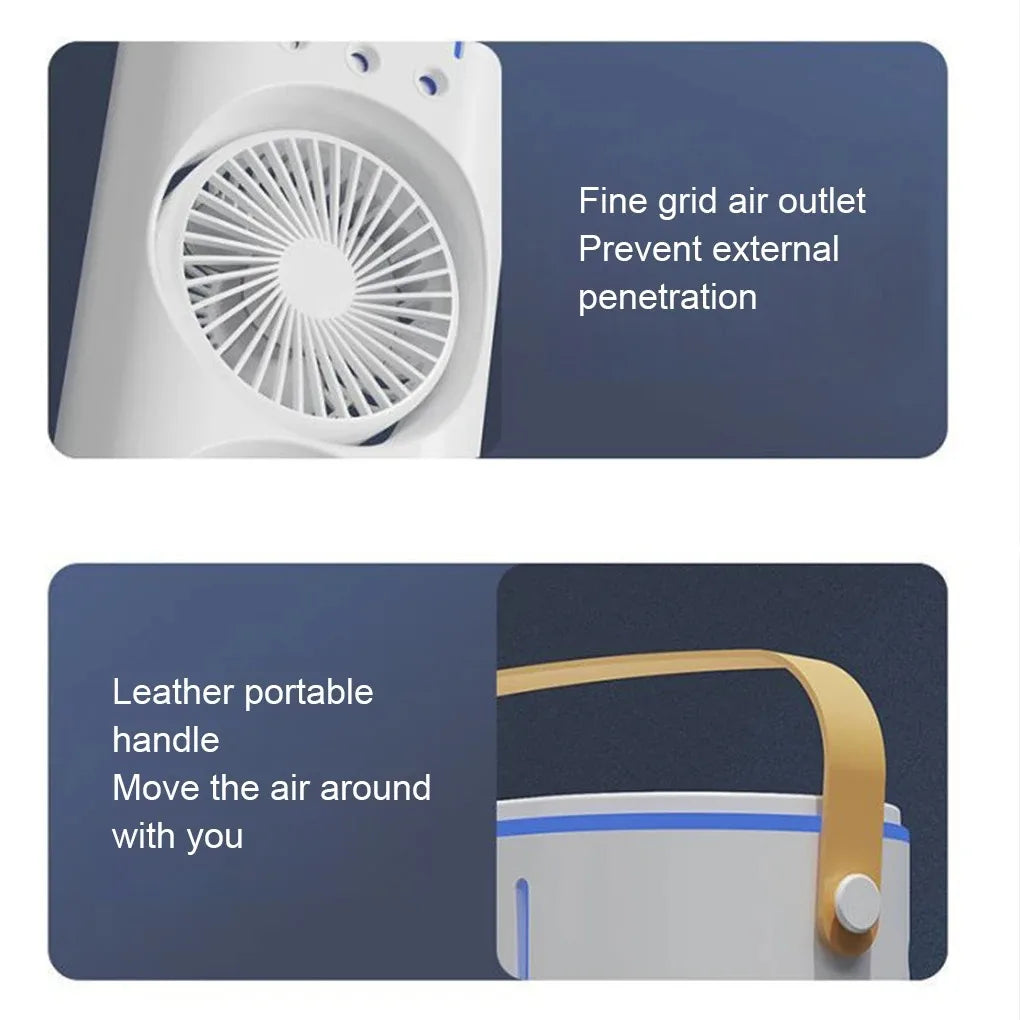 3-in-1 fan air conditioner, household small LED air cooler, portable night light, air conditioning humidifier, fan, gift