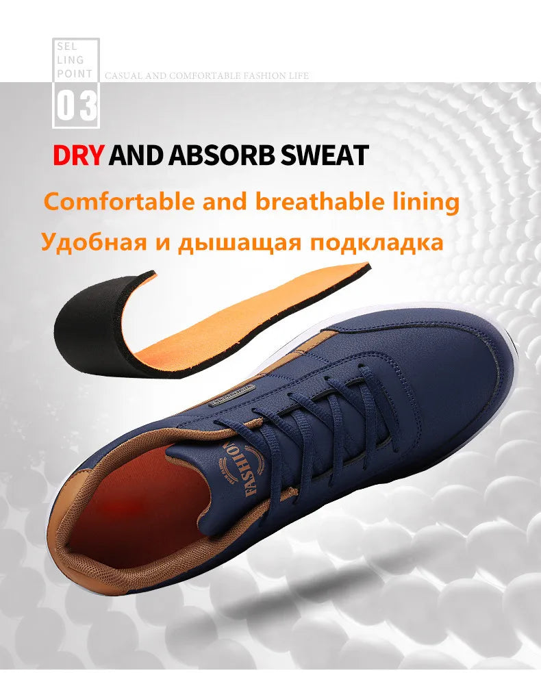 New Leather Men's Shoes, Sports Shoes, Fashion, Brisk Walking, Luxury Shoes, Breathable, Anti Slip, Casual Vulcanized Shoes38-46 - Shopfly.co.uk