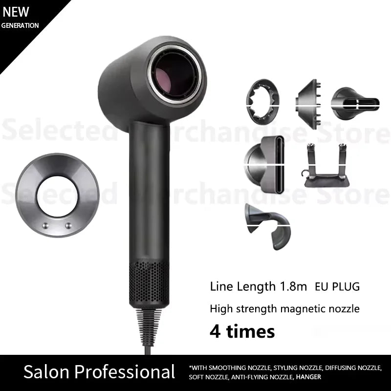 2025 New Professional Leafless Constant Temperature Negative Ion Attachment 5 Powerful Home Travel Portable Electric Hair Dryer - Shopfly.co.uk
