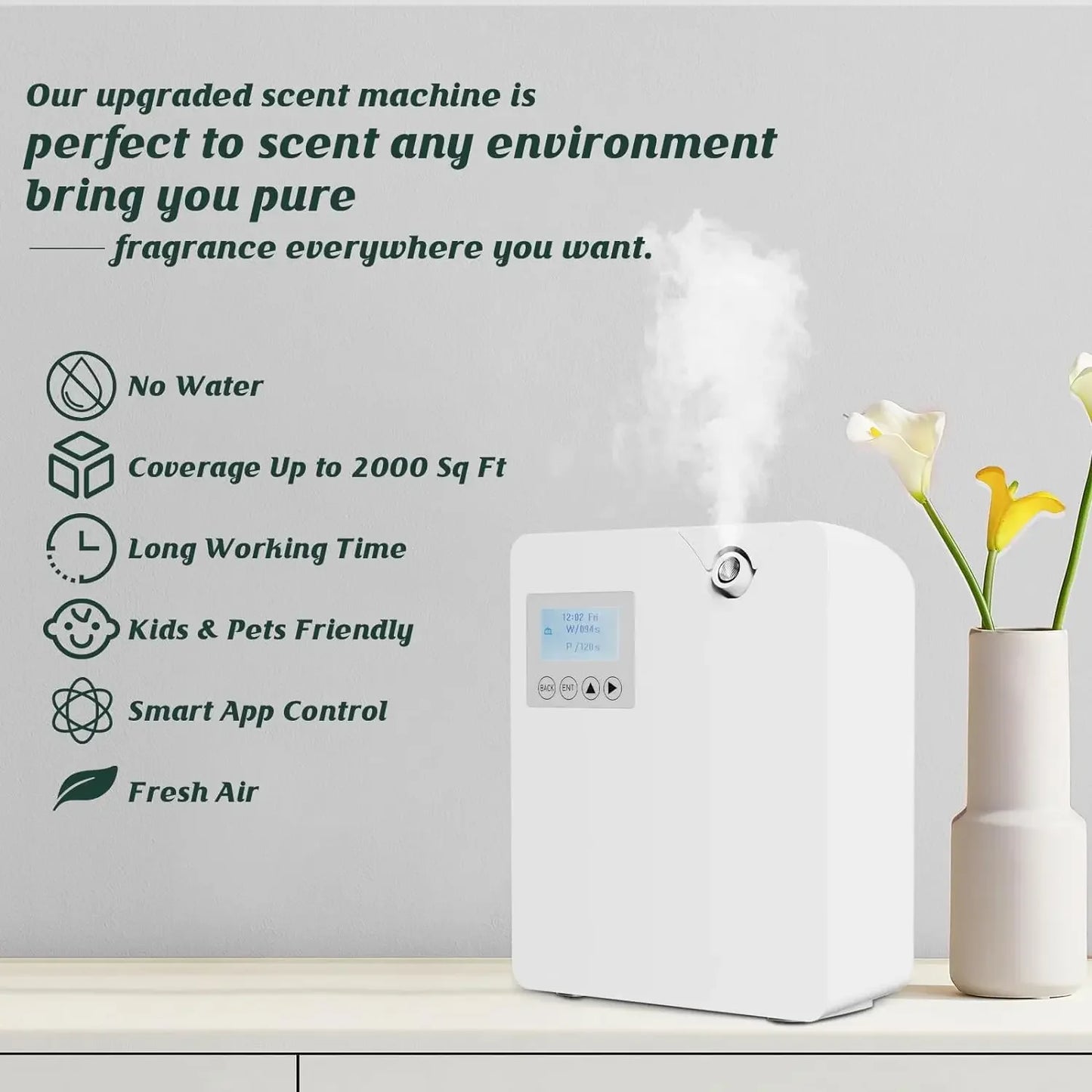 Waterless Fragrance Diffuser 300ml WIFI Control Flavoring Diffuser Timer Function Air Freshener Smell Distributor For Home Hotel - Shopfly.co.uk