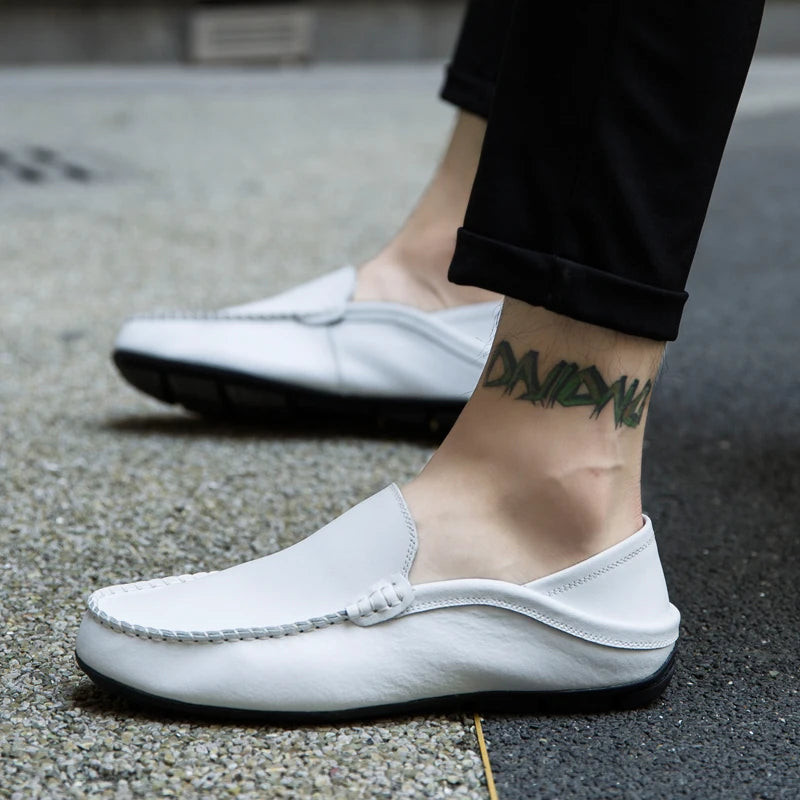 Men Shoes Casual Genuine Leather Mens Loafers Moccasins Designer Slip on Boat Shoes High Quality Chaussure Homme Plus Size 37-47 - Shopfly.co.uk