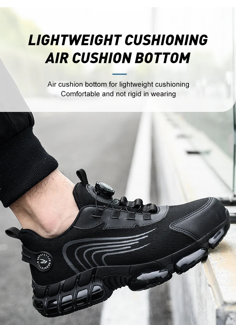 Rotating Button Safety Shoes Men Work Sneakers Indestructible Shoes Puncture-Proof Protective Shoes Work Boots Steel Toe Shoes - Shopfly.co.uk