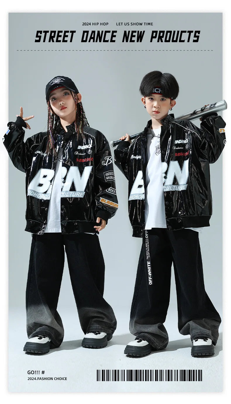 Boys Hip Hop Pullover Street Dance Cargo Pants Girls High Collar Sweatshirt Outfits Kids Jazz Sport Clothes Set Child Streetwear - Shopfly.co.uk