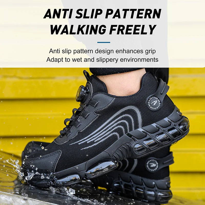 Rotating Button Safety Shoes Men Work Sneakers Indestructible Shoes Puncture-Proof Protective Shoes Work Boots Steel Toe Shoes - Shopfly.co.uk