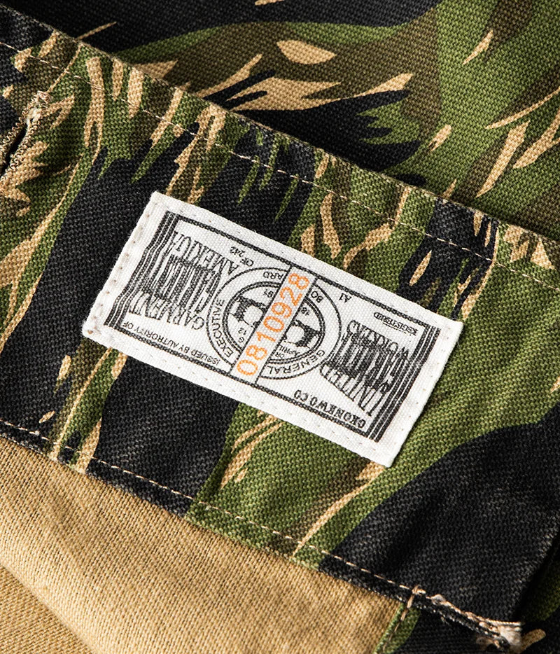 2025 Spring Men's Tiger Stripe Camo Camouflage Cargo Shirt Fashion Work Engineer Long Sleeved Shirt Jacket With Double Pockets - Shopfly.co.uk