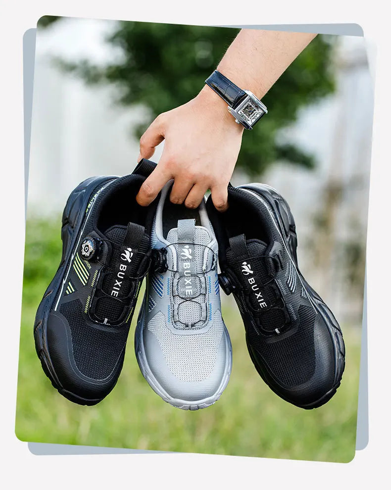 Rotating Button Men Shoes Security Sneakers Steel Toe Shoes Puncture-Proof work Shoes Anti-smash Sport Safety Shoes Protective - Shopfly.co.uk