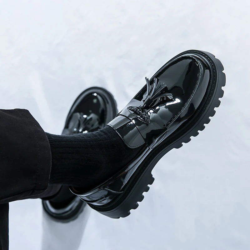 Casual Shoes Mens Comfortable Driving Loafers Light Moccasins Men Fashion Sequins Bling Party Wedding Black Dress Flats Tassel - Shopfly.co.uk