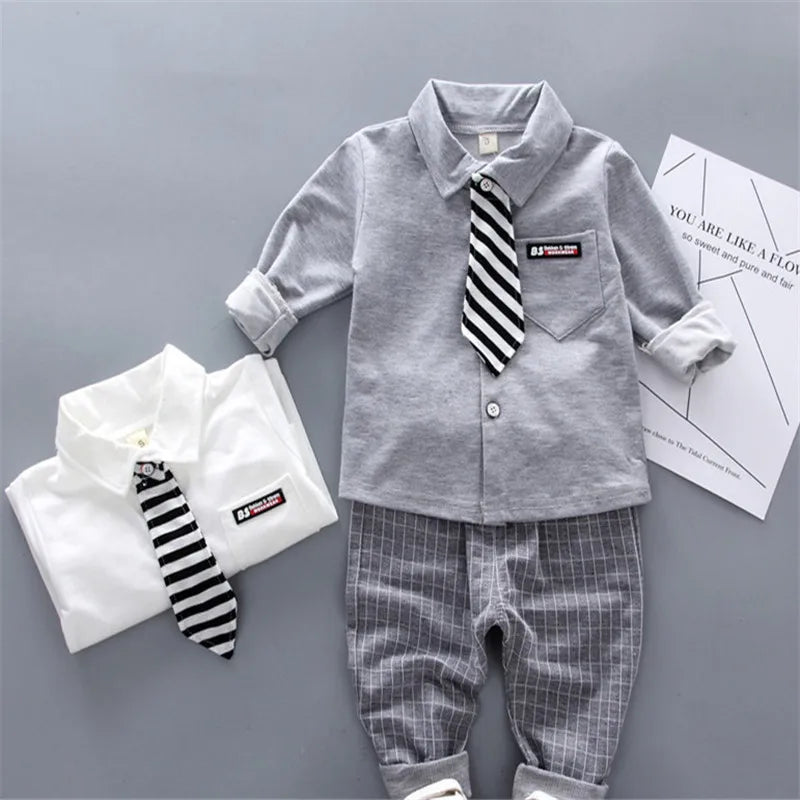 Lawadka Baby Boy Clothes Sets Long Sleeve Tie T-Shirt +Pants 2Pcs Outfits Cotton Sport Suit For Boy Clothes Spring Autumn 6M-3Y - Shopfly.co.uk