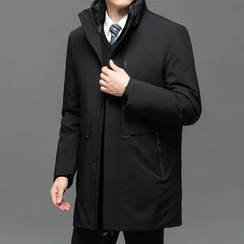 Business Men Thick Winter Big Hood Collar Warm Parka Waterproof Windproof NEW -40 Degrees Top Quality White Duck Down Jacket Men - Shopfly.co.uk