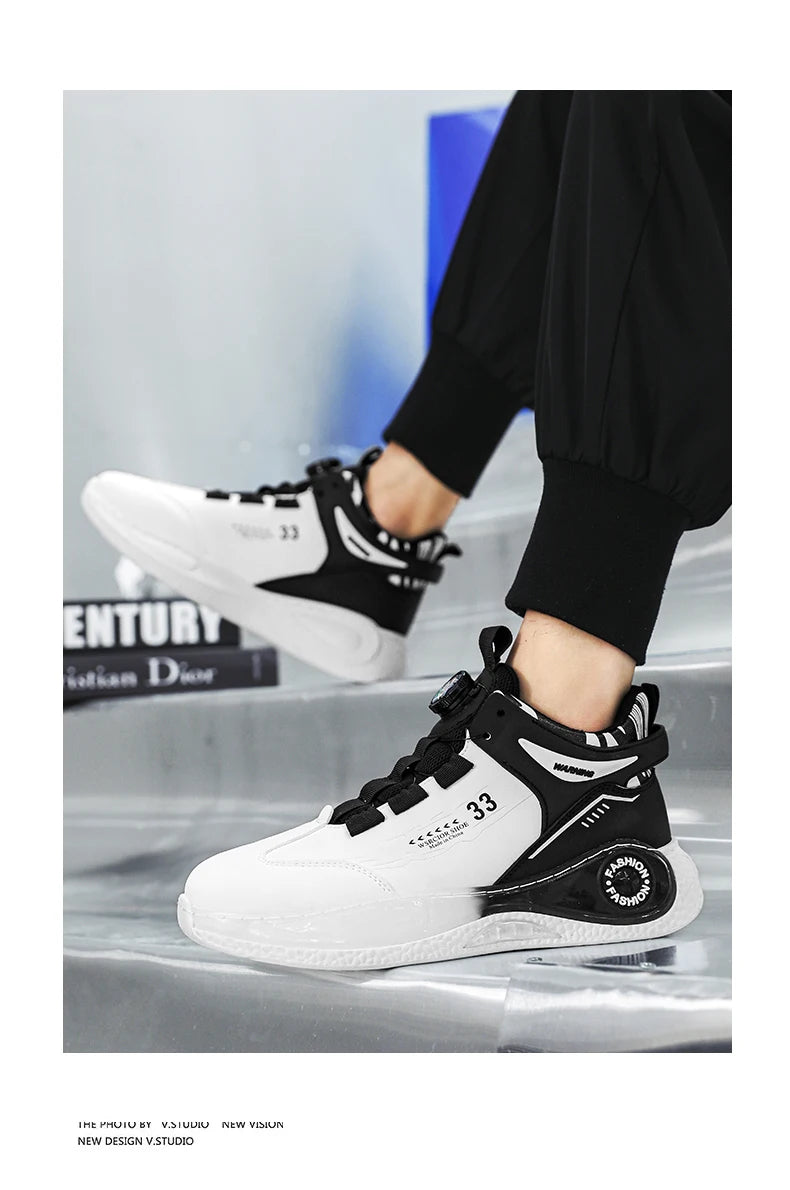 Mens Sneakers with Rotating Buckle Comfy Non Slip Lace up Durable Shoes for Mens Outdoor Activities - Shopfly.co.uk
