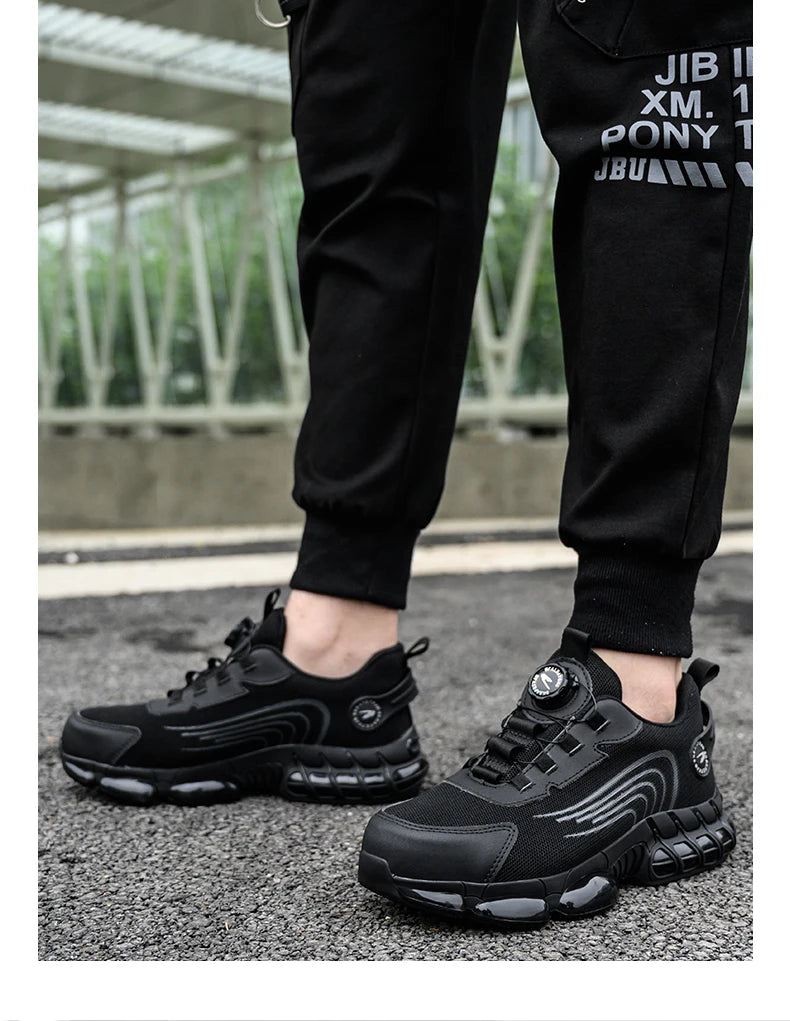 Rotating Button Safety Shoes Men Work Sneakers Indestructible Shoes Puncture-Proof Protective Shoes Work Boots Steel Toe Shoes - Shopfly.co.uk