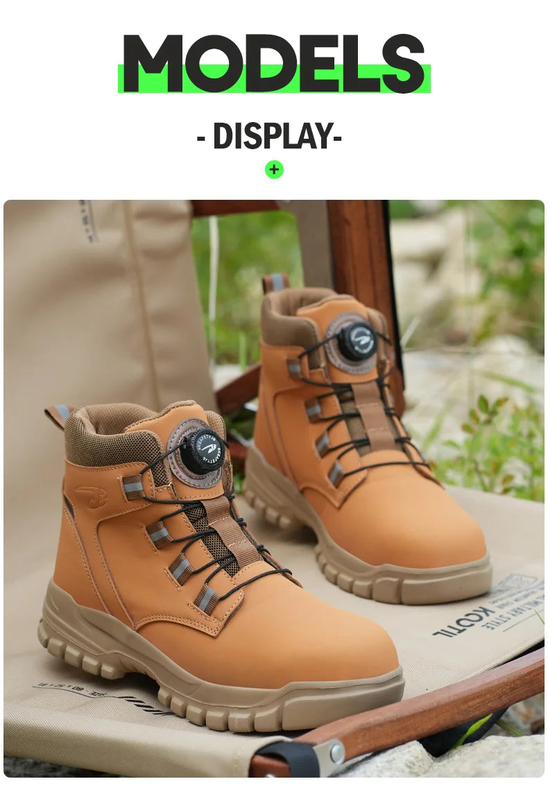Waterproof Safety Boots Men Indestructible Steel Toe Work Boots Anti-smash Stab-resistant Safety Shoes Biker Botas Para Hombre - Shopfly.co.uk