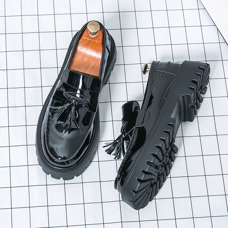 Casual Shoes Mens Comfortable Driving Loafers Light Moccasins Men Fashion Sequins Bling Party Wedding Black Dress Flats Tassel - Shopfly.co.uk