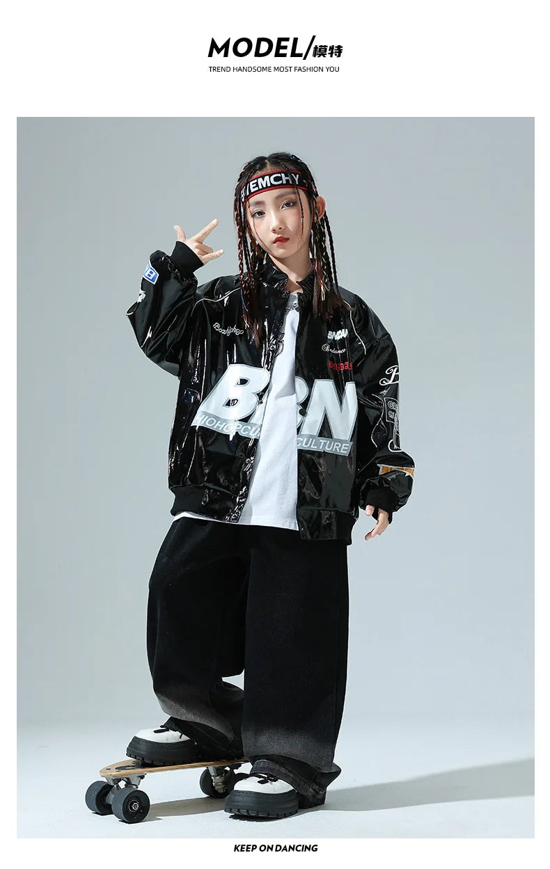 Boys Hip Hop Pullover Street Dance Cargo Pants Girls High Collar Sweatshirt Outfits Kids Jazz Sport Clothes Set Child Streetwear - Shopfly.co.uk
