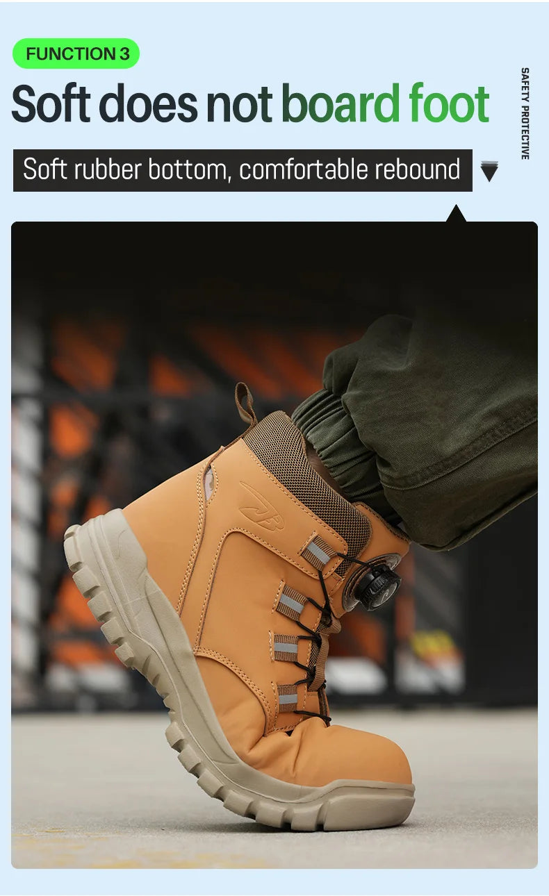 Waterproof Safety Boots Men Indestructible Steel Toe Work Boots Anti-smash Stab-resistant Safety Shoes Biker Botas Para Hombre - Shopfly.co.uk
