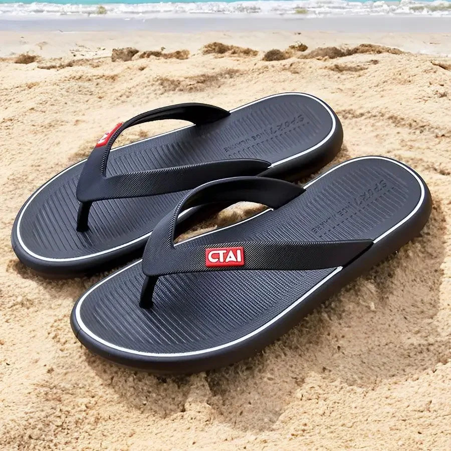 Red Flat Sandals Man Shiatsu Cheap Liquidation Summer Sale Slippers for Men Designer Luxury 2025 Fashion Mascullino Trend Shoes - Shopfly.co.uk
