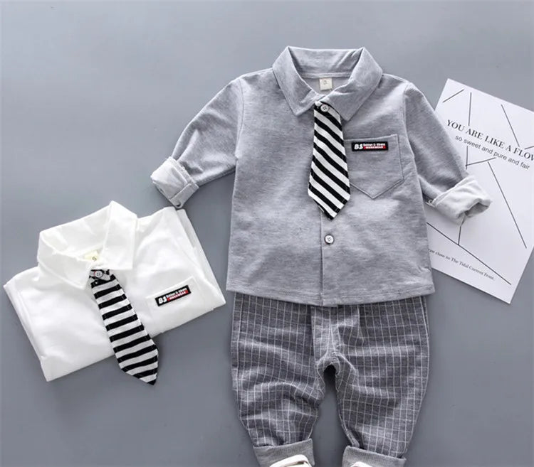 Lawadka Baby Boy Clothes Sets Long Sleeve Tie T-Shirt +Pants 2Pcs Outfits Cotton Sport Suit For Boy Clothes Spring Autumn 6M-3Y - Shopfly.co.uk