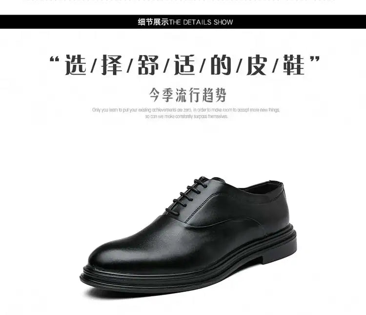 Business Formal Leather Shoes Men's Casual with Suit Low Top Solid Wedding Shoes Color Fashion Oxford Shoes Pointed Office Shoes - Shopfly.co.uk