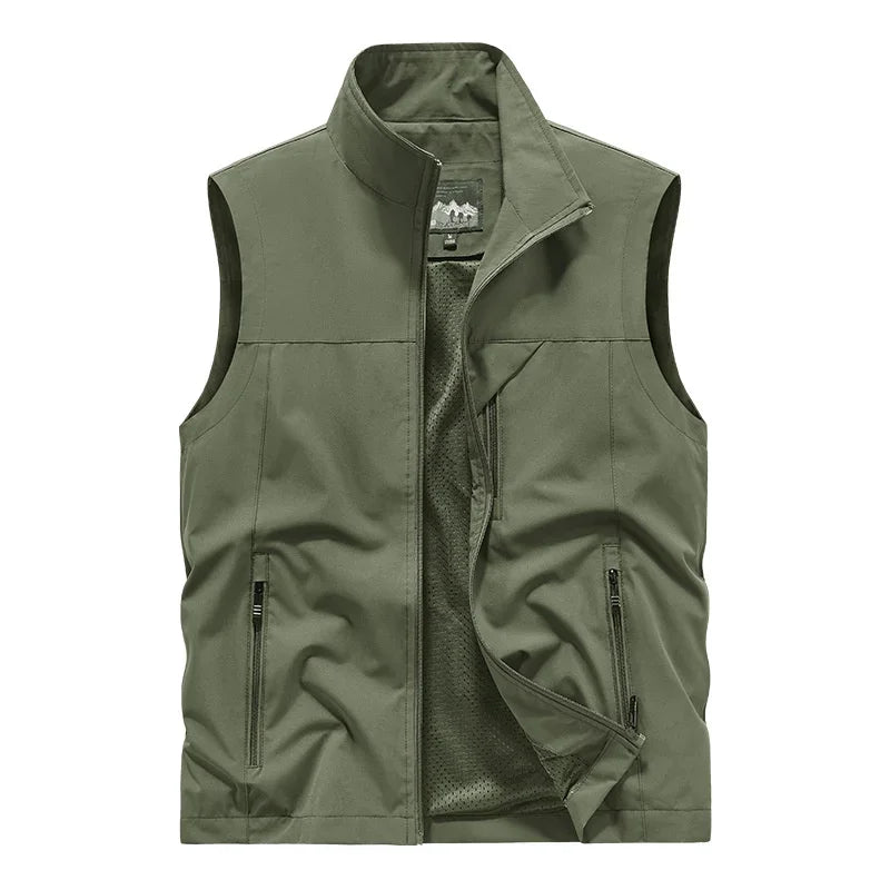 2024 New Fashion Men's Vest Windproof Solid Sleeveless Jacket Motorcycle Ourdoor Waterproof Biker Vest for Men Clothing - Shopfly.co.uk