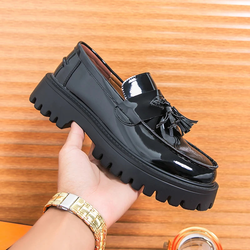Casual Shoes Mens Comfortable Driving Loafers Light Moccasins Men Fashion Sequins Bling Party Wedding Black Dress Flats Tassel - Shopfly.co.uk