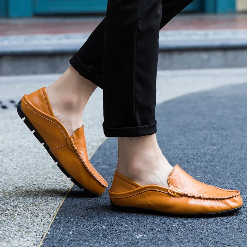 Men Shoes Casual Genuine Leather Mens Loafers Moccasins Designer Slip on Boat Shoes High Quality Chaussure Homme Plus Size 37-47 - Shopfly.co.uk