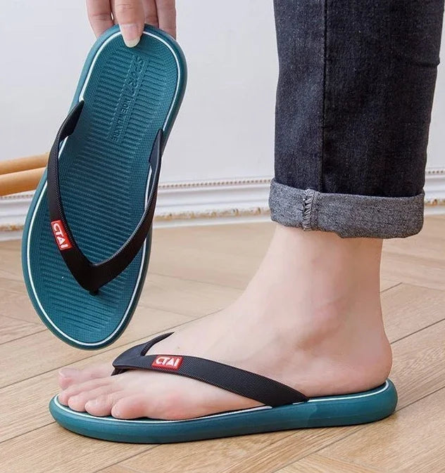 Red Flat Sandals Man Shiatsu Cheap Liquidation Summer Sale Slippers for Men Designer Luxury 2025 Fashion Mascullino Trend Shoes - Shopfly.co.uk
