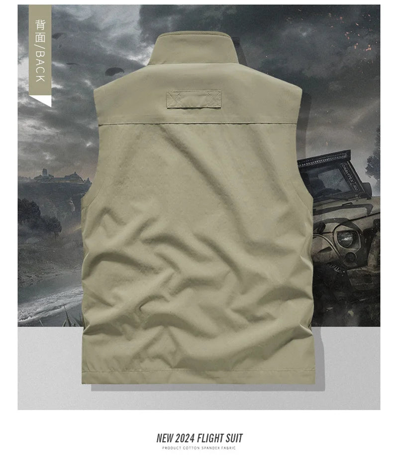 2024 New Fashion Men's Vest Windproof Solid Sleeveless Jacket Motorcycle Ourdoor Waterproof Biker Vest for Men Clothing - Shopfly.co.uk