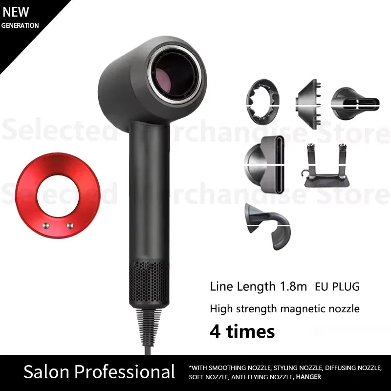 2025 New Professional Leafless Constant Temperature Negative Ion Attachment 5 Powerful Home Travel Portable Electric Hair Dryer - Shopfly.co.uk