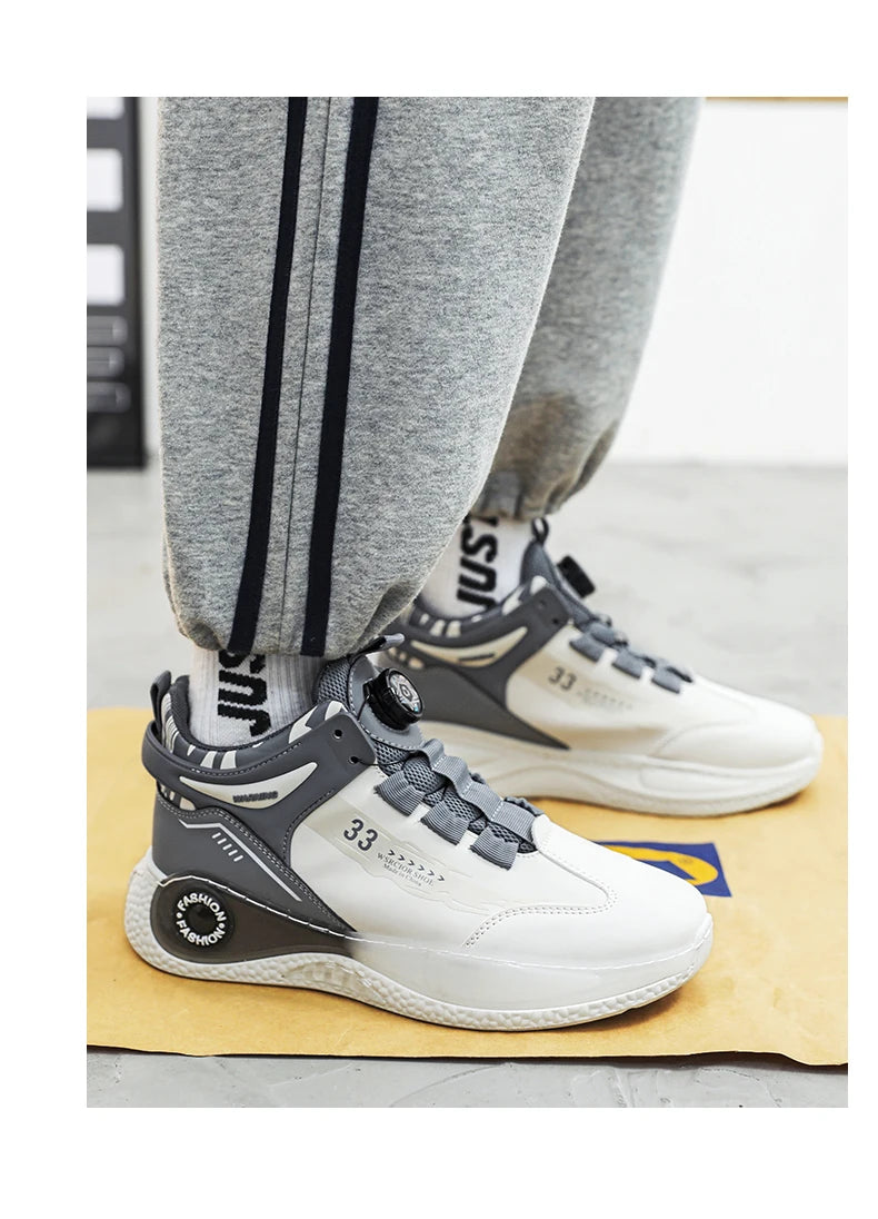 Mens Sneakers with Rotating Buckle Comfy Non Slip Lace up Durable Shoes for Mens Outdoor Activities - Shopfly.co.uk