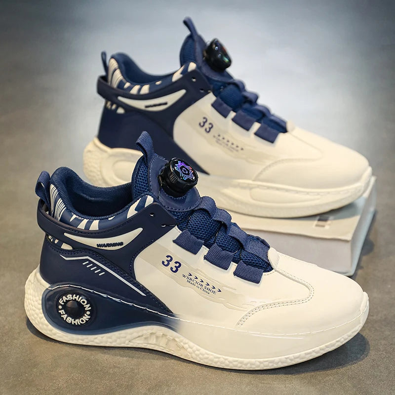 Mens Sneakers with Rotating Buckle Comfy Non Slip Lace up Durable Shoes for Mens Outdoor Activities - Shopfly.co.uk
