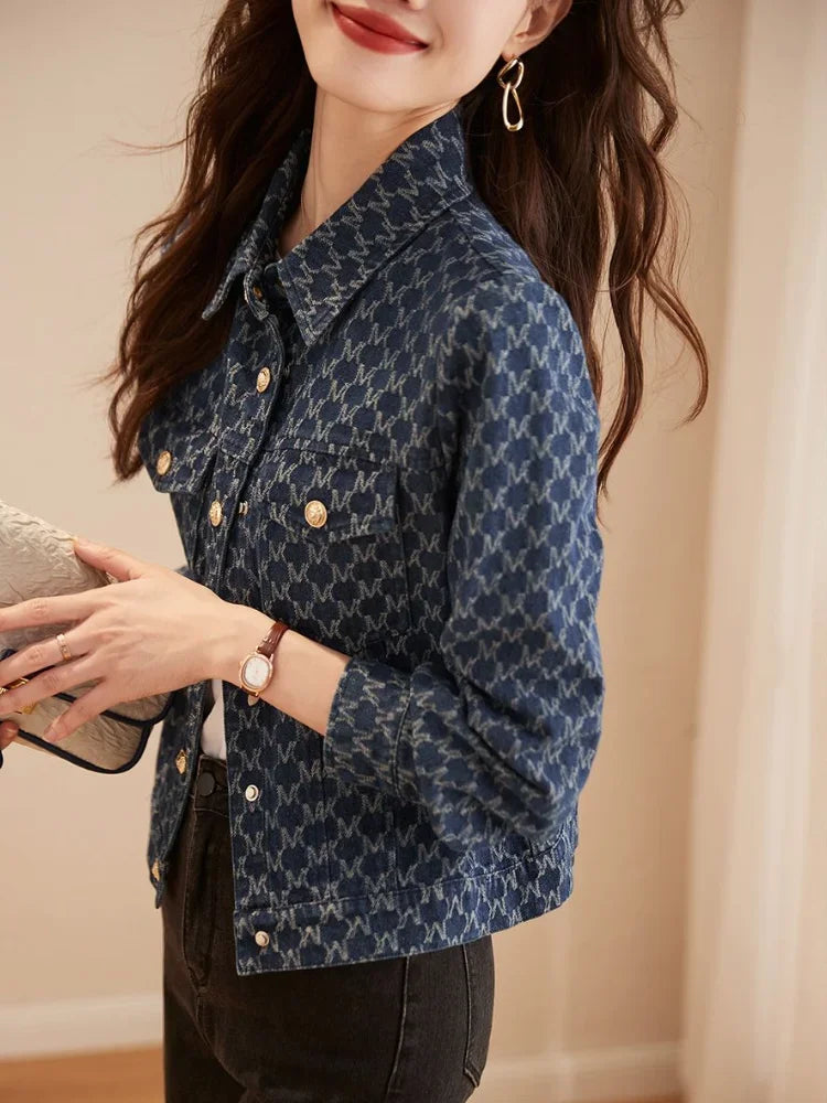 Jean Jackets for Women 2024 Coats Spring Autumn Elegant Winter Denim Jacket Trend Crop Woman Coat Demi-season Designer Blue Hit
