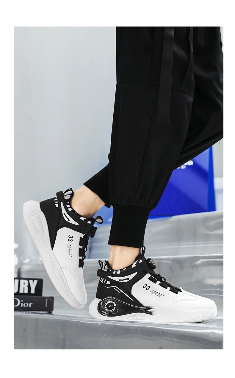 Mens Sneakers with Rotating Buckle Comfy Non Slip Lace up Durable Shoes for Mens Outdoor Activities - Shopfly.co.uk