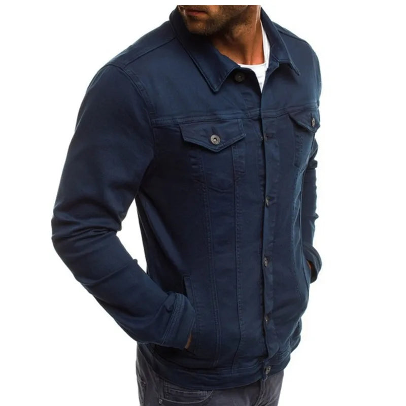 Mens Denim Jacket Solid Fashion Male Jeans Jackets Slim Fit Casual Streetwear Vintage Men Jean Outwear Clothing M-4Xl