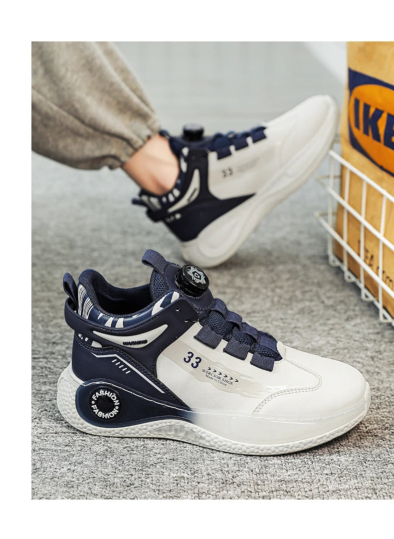 Mens Sneakers with Rotating Buckle Comfy Non Slip Lace up Durable Shoes for Mens Outdoor Activities - Shopfly.co.uk
