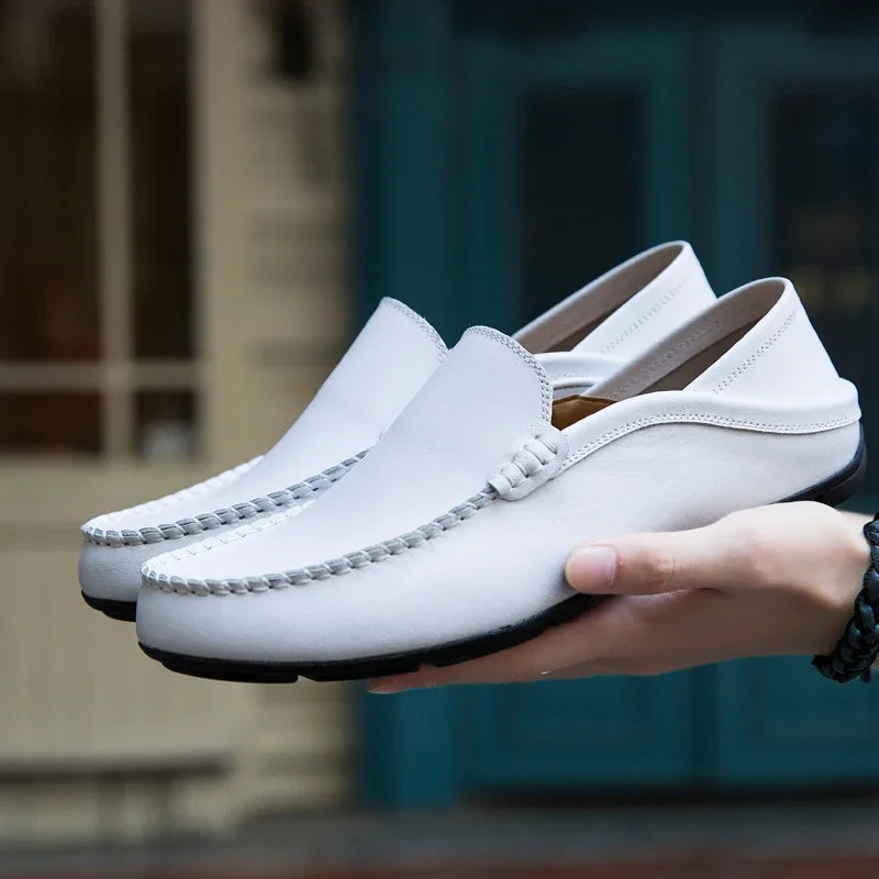 Men Shoes Casual Genuine Leather Mens Loafers Moccasins Designer Slip on Boat Shoes High Quality Chaussure Homme Plus Size 37-47 - Shopfly.co.uk