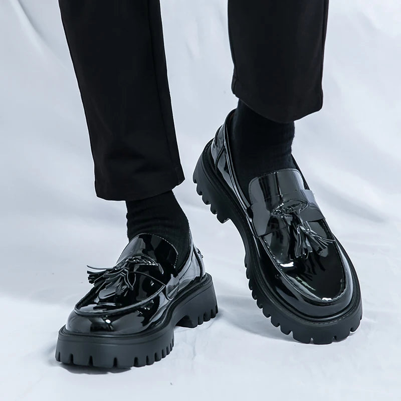 Casual Shoes Mens Comfortable Driving Loafers Light Moccasins Men Fashion Sequins Bling Party Wedding Black Dress Flats Tassel - Shopfly.co.uk